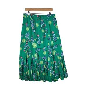 LOFT Green Floral Maxi Skirt